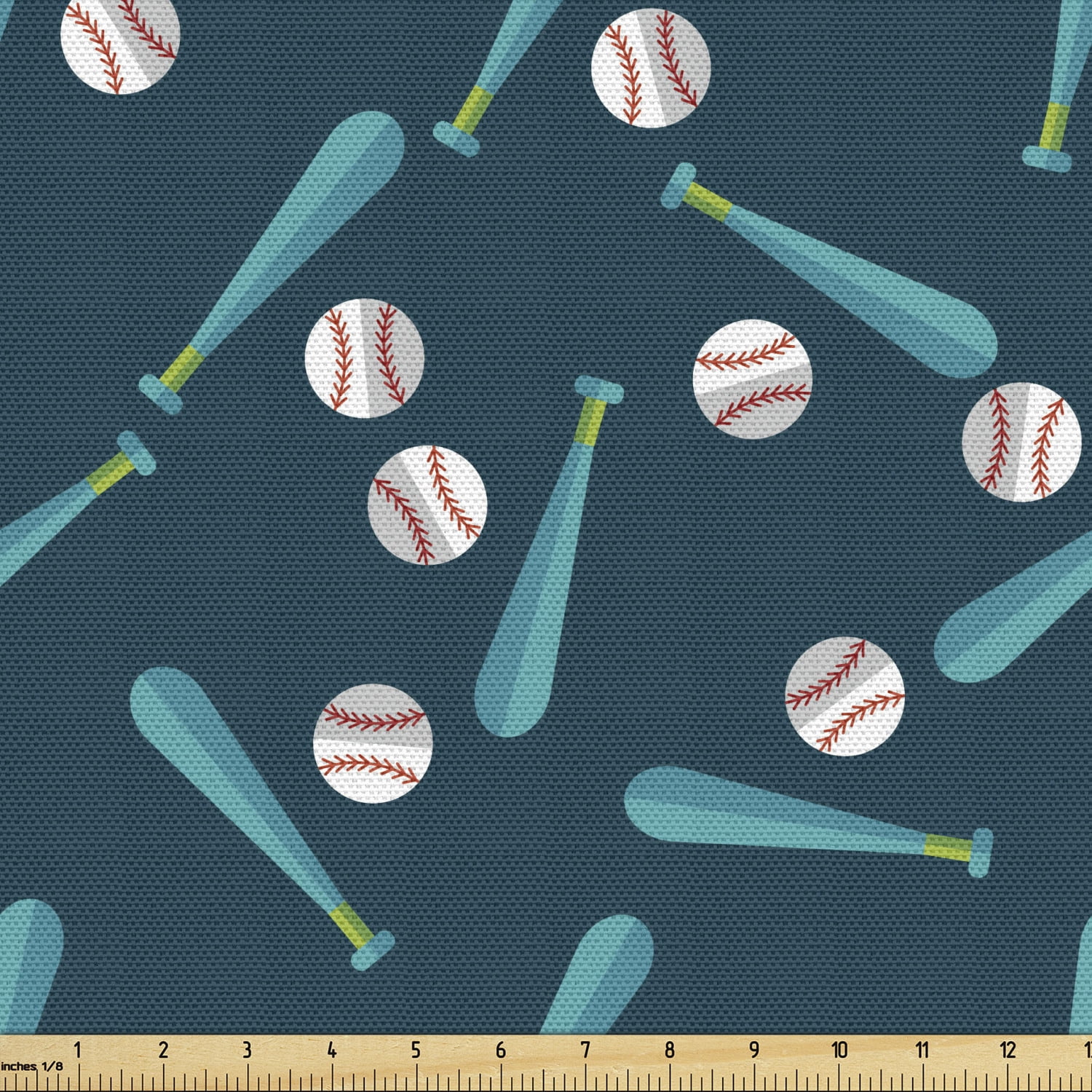 Sports Collection Softballs and Bats All Over Cotton Fabric Fat Quarter 
