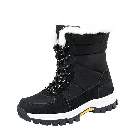 RKSTN Snow Boots for Women Snow Winter Plush Thick Cotton Shoes Waterproof Outdoor Skiing Mid Tube Cold Resistance Boots Snow Boots Shoes