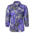 thumbnail image 3 of Gibobby Camisas Para Mujer Elegantes Camisas de verano Casual suelto largo Tops mujer manga con botones estampado blusa de mujer（Azul marino， XXL), 3 of 5