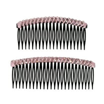 Unique Bargains 2pcs Plastic Rhinestone Side Hair Comb 20 Teeth and 24 Wide Teeth Side Combs Women Slide Combs Pink