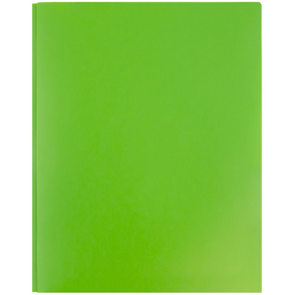JAM Paper Plastic 2 Pocket School POP Folders with Clasps, Lime Green, 6/Pack