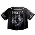 thumbnail image 3 of Lotusprinthandmade Personalized Pisces Zodiac Crop Top Baseball Jersey XS-XL Multicolor, birthday gift, zodiac pisces shirt, zodiac croptop baseball jersey, 3 of 5
