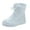 Light Blue, variant on Women's Winter Comfy Warm Plush Collar Waterproof Mid Calf Snow Boots Orthopedic Ankle Booties with Front Zipper Non-slip Outdoor Hiking High Booties