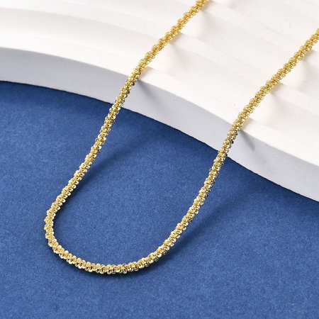 2MM Brass Link Chain Necklaces Lead Free & Cadmium Free Long-Lasting Plated Rack Plating Real 18K golden Plated 18.11 inch(46cm)