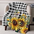 thumbnail image 3 of Throw Blanket for Couch Sunflower Soft Fleece Flannel Blankets Cozy Lightweight Blanket for Home Sofa Living Room Flower Black Plaid Bed Throws 60" x 80", 3 of 9