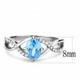 thumbnail image 2 of Womans Silver Aquamarine Ring High polished (no plating) 316L Stainless Steel Ring with AAA Grade CZ in Sea Blue DA117, 2 of 5