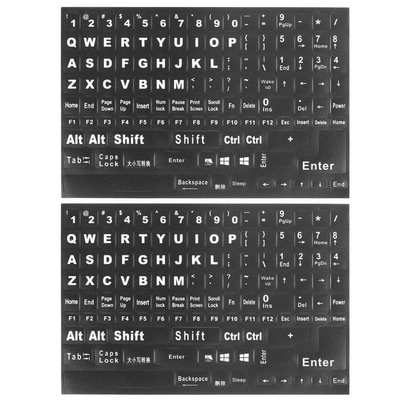 Uxcell English Keyboard Stickers Keyboard Replacement Cover Style 5, Black Background White Lettering 2pcs