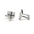 thumbnail image 2 of Men's Cufflinks Kings Cross Crusaders Shield Jerusalem Cross Cufflinks Purple Gold White Enamel Silver Trim Five-Fold Cross Cuff Links, 2 of 6