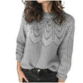 thumbnail image 1 of Dvkptbk Sweaters for Women Femmes Casual Mode Pull Manches Longues Col Rond Chandail Tricoté Dessus Clothes sur l'Autorisation, 1 of 6