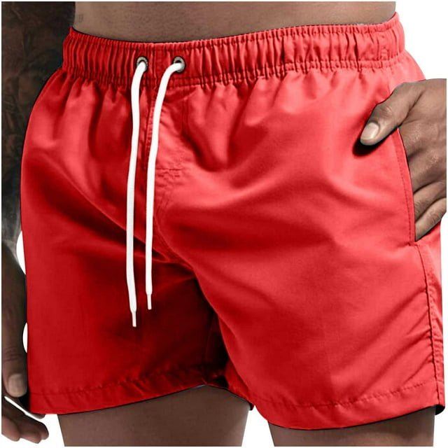 KIHOUT Men's Athletic Beach Shorts Mesh Solid Color Summer Beach Lightweight Drawstring Quick Dry Shorts