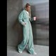 thumbnail image 5 of Conjunto Deportivo para Mujer: Sudadera con Capucha y Cremallera de Larga con Pantalones de Color Liso con Cordones - Conjunto de Dos Piezas Verde S, 5 of 7