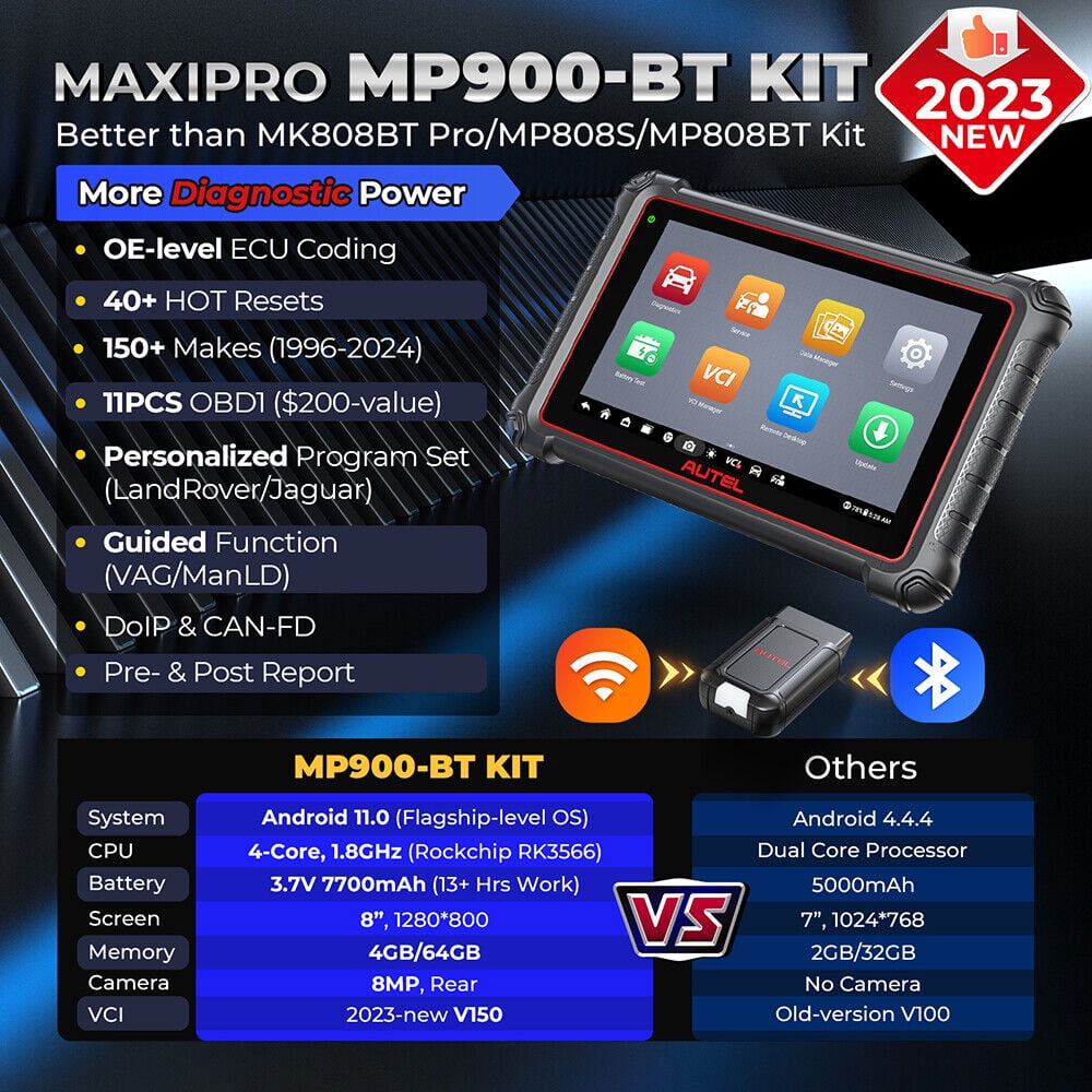 Autel MaxiPRO MP900-BT KIT Car Diagnostic Scan Tool All Systems Bidirectional Scan Tool, , 40+ Service CANFD & DOIP Same as MS906BT/MS906