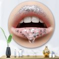 thumbnail image 2 of Designart 'Woman Lips With A Gel On The Lips & Stars' Modern Circle Metal Wall Art 29x29 - Disc of 29, 2 of 5