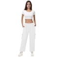 thumbnail image 5 of BODOAO Cargo Pants for Women High Waisted Casual Pants Work Pants Baggy Wide Leg Y2K Streetwear with Pockets Fashionable and Workout Pants with Pants with Zipper Suitable for Jogging and White Xxl, 5 of 9