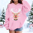 thumbnail image 2 of Little Girls Graphic Hoodie Merry Christmas Print Hooded Sweatshirt Festive Pullover Top Fall Fashion Clothing Size 7-8T ,Pink, 2 of 5