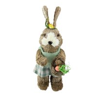10.5" Sisal Easter Bunny Rabbit Spring Figure with Carrot Basket