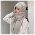 thumbnail image 4 of Gorro de punto cálido de moda para otoño e invierno, bufanda, gorro de lana integrado, gorro con protección para las orejas, 4 of 6
