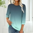 thumbnail image 5 of Fmbrln Womens 3/4 Sleeve Tops Fashion Crew Neck Gradient Print Work Tops Lightweight Comfy Tunic Tops Casual Dressy T-Shirts Blouses Green M, 5 of 5