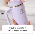 thumbnail image 3 of Takeya Vaso de acero inoxidable de 40 oz con tapa y dos pajitas, calidad premium, doble pared aislada, con asa, mantiene las bebidas frías hasta 24 horas, Matcha, 3 of 5