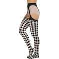 thumbnail image 3 of ToBeInStyle Women's Harlequin Checkered Suspender Pantyhose - Black/White, 3 of 7