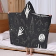thumbnail image 5 of Black White Gothic Hand Skull Pattern Hooded Bath Towel，60"x35" for Ages 3 To 12 Kids, Quick Dry Lightweight Soft Microfiber Hood Beach Towel Cover Up for Kids, 5 of 7