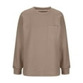 thumbnail image 4 of Fnooota Womens Sweatshirts with Pockets, Solid Color Casual Pullover Crewneck Fall Tops Khaki Size S-3XL, 4 of 6