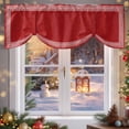 thumbnail image 6 of Christmas Red Linen Tie Up Valances Curtain, Greece Vintage Farmhouse Adjustable Rod Pocket Short Window Treatment Tie Up Curtains Valances for Kitchen Living Room Bathroom 42x12 Inches, 6 of 9