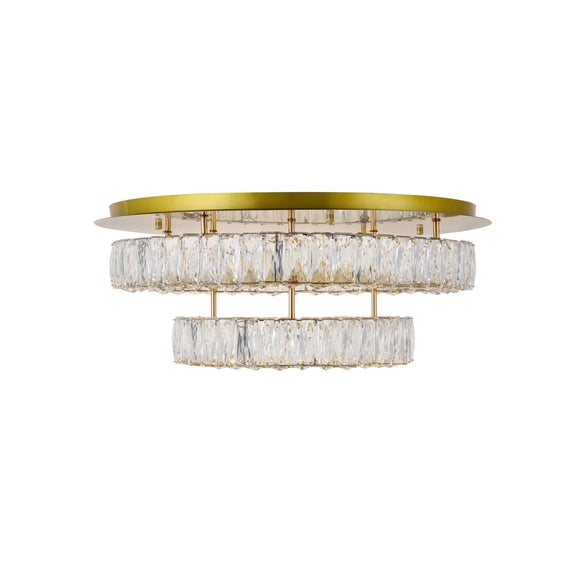 Monroe LED light gold Flush Mount Clear Royal Cut Crystal