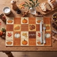 thumbnail image 4 of Sm:)e Orange Plaid Turkey Maple Leaf Pumpkin Print Thanksgiving Placemats 12x18 Inch Set of 4, Kitchen & Dining Table Decor, Fall Party Decoration Supplies, 4 of 7