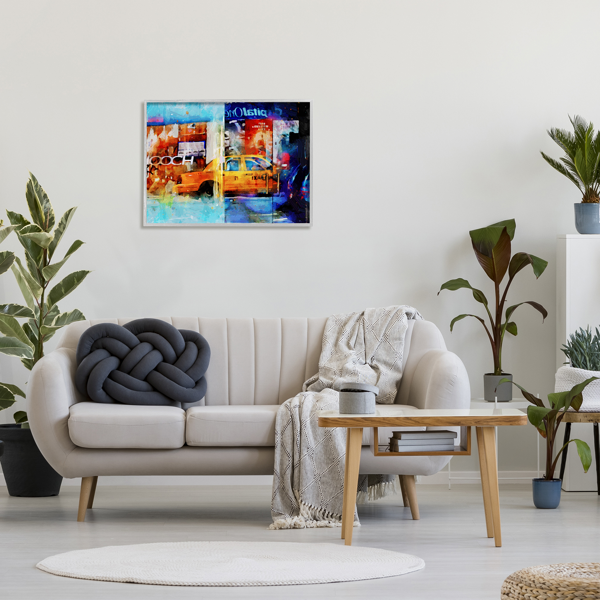 Stupell Industries Modern Taxi Collage Transportation Painting Gray Framed Art Print Wall Art, 30 x 24