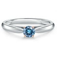 thumbnail image 3 of Gem Stone King 925 Silver and 10K Rose Gold Persian Blue Moissanite Engagement Ring for Women | 0.23 Cttw | Round 4MM | Gemstone Birthstone | Size 6, 3 of 6