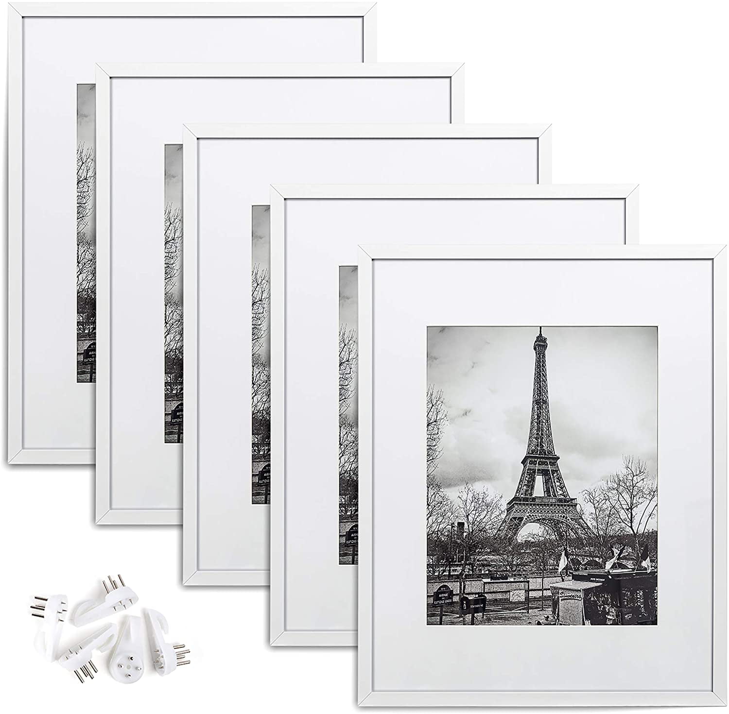 With Mat or Without Mat,Wall Gallery Photo Frames Black Picture Frame Set of 5 