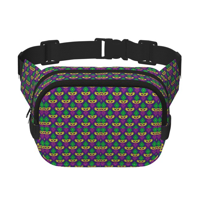 Disketp Mardi Gras Carnival3 Riñonera de Doble Capa, Bolsa de Cintura Ajustable para Viajes, Correr y Senderismo, Riñonera Ligera para Hombre y Mujer
