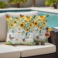 thumbnail image 4 of Sunflower Leaf Outdoor Pillow Covers Pack of 2 Summer Country Flower Eucalyptus Leaves Butterfly Grey Plaid Waterproof Throw Pillow Covers Decorative Cushion Cases for Patio Garden Tent 18x18 inch, 4 of 9