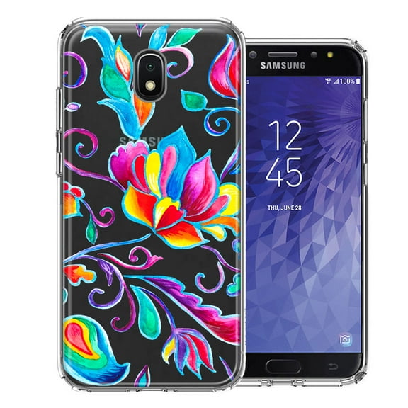 MUNDAZE Case For Samsung Galaxy J3 Express/Prime 3/Amp Prime 3 Bright Colors Rainbow Water Lilly Floral Phone Cover