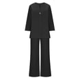 thumbnail image 6 of Drses Women's Sets 2 Piece Outfits Track Suits Matching Sets Cotton Linen V-Neck Long Sleeve Tops Long Pants Casual Solid Color Suit, 6 of 7