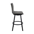 thumbnail image 4 of Nikole 26" Counter Height Swivel Bar Stool in Matt Black Finish with Gray Faux Leather, 4 of 9