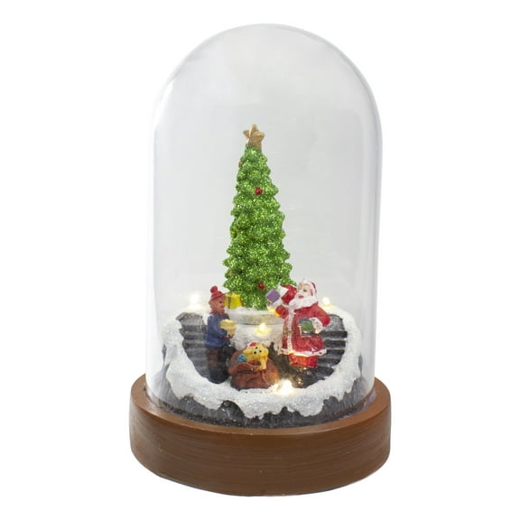 Northlight Lighted Santa and Christmas Tree Cloche Style Decoration - 7"