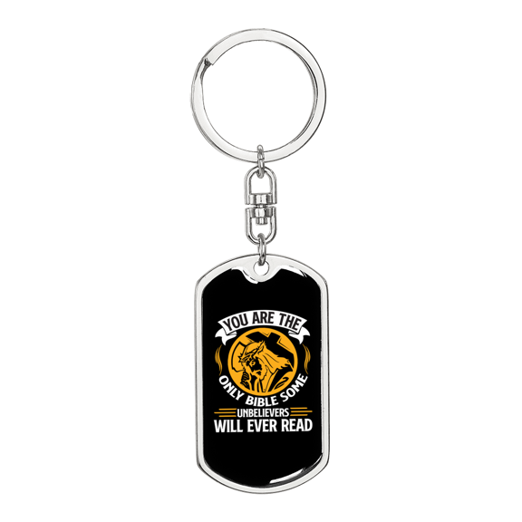 The Only Bible Stainless Steel or 18k Gold Premium Swivel Dog Tag Keychain