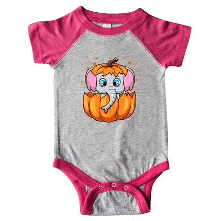 

Inktastic Halloween Pumpkin Baby Elephant Gift Baby Boy or Baby Girl Bodysuit