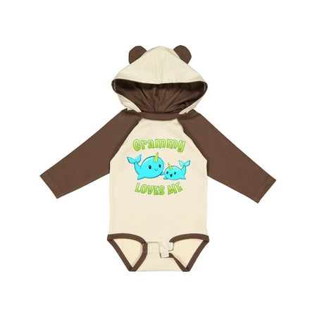 

Inktastic Grammy Loves Me- Cute Narwhal Gift Baby Boy or Baby Girl Long Sleeve Bodysuit