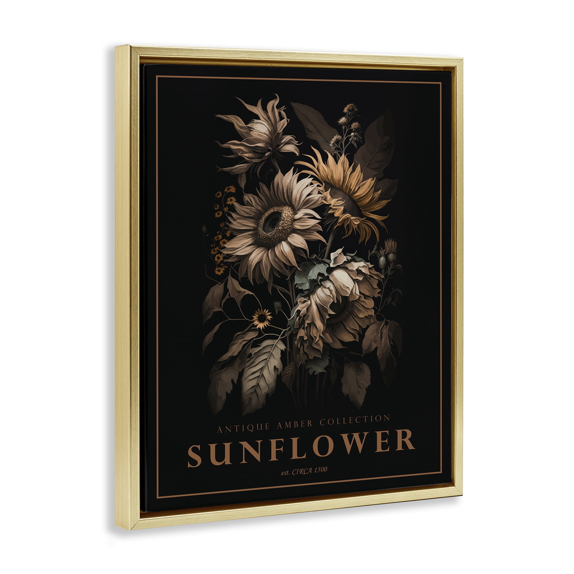 Stupell Industries Antique Sunflower Bushel Gold Framed Floater Canvas Wall Art, design by Christopher Giampietro