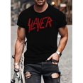 thumbnail image 1 of Short Sleeve Summer Fashion Tee Street Style Slayer Band-Inspired Men's T-Shirt - Casual & Sporty with Unique Letter Print Design, 1 of 7