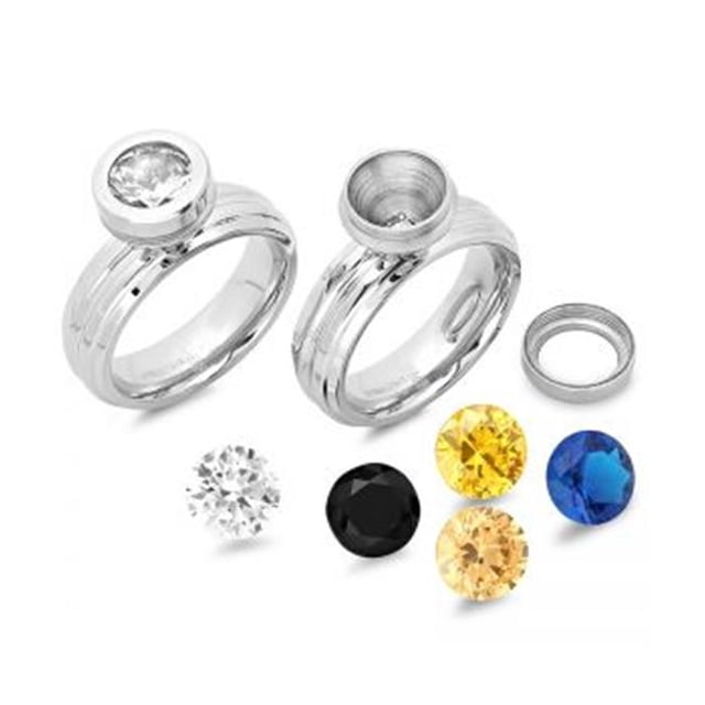 Bague CZ Interchangeable en Acier Inoxydable