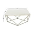 thumbnail image 4 of DecMode 29" x 18" White Ceramic Coffee Table with Marble Top, 1-Piece, 4 of 7
