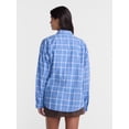 thumbnail image 3 of No Boundaries Plaid Flannel Shirt with Long Sleeves, Women's XXS-XXL, 3 of 5