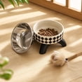 thumbnail image 4 of Elevated Stainless Steel Cat Food Bowl, 2 Pack Raised Feeding Dish for Cats, Non-Slip Printed Pet Bowls for Food and Water(5.71*5.71*3.35in,Black), 4 of 5