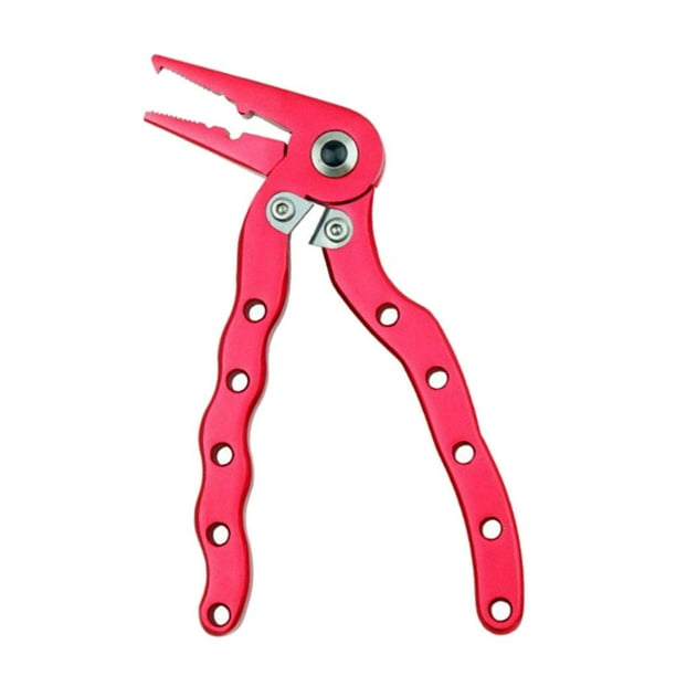 Alicates de pesca anodizados con cortador de acero de tungsteno, tijeras y herramientas de engranaje rojo