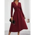 thumbnail image 5 of Women'S Long Sleeve Maxi Dress  Fall Trendy Elegant V-Neck Flowy Wedding Guest Holiday Formal Long Dresses, 5 of 7