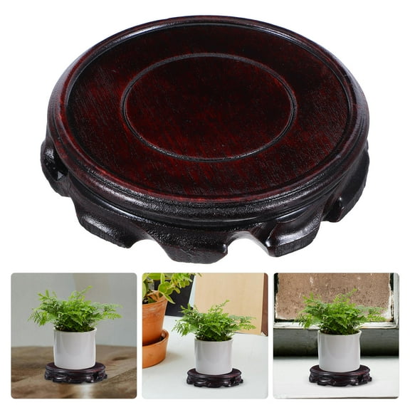 ELAYARD Wood Display Base for Teapots and Vases Round Light Brown 1Pcs